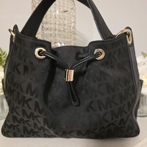 Michael Kors Black Drawstring Tote Bag
